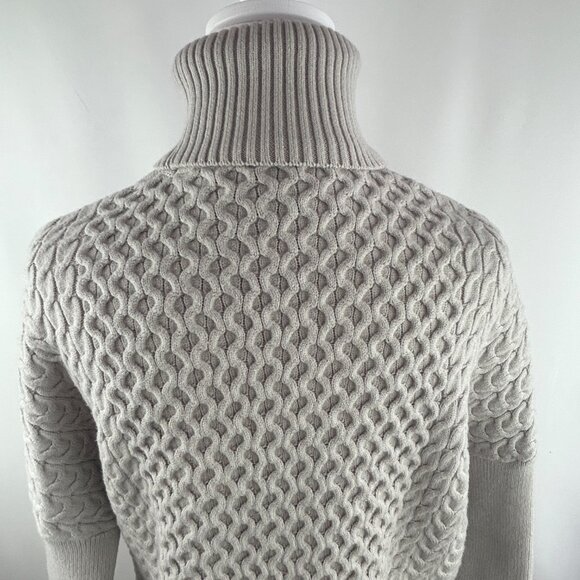 Tristan Light Grey Cable Knit Turtleneck Sweater – Medium - Picture 6 of 9